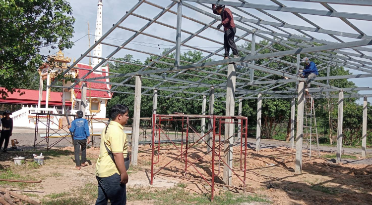ลงพื้นที่ดำเนินการก่อสร้างศาลาอเนกประสงค์ ณ ฌาปนสถาน หมู่ที่ 1 วัดปราสาททอง ตำบลจระเข้หิน อำเภอครบุรี จังหวัดนครราชสีมา
