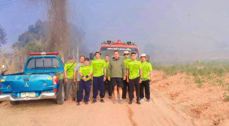 ระงับเหตุเพลิงไหม้ที่บ่อขยะ เทศบาลตำบลจระเข้หิน