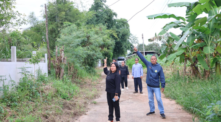 สำรวจพื้นที่เพื่อที่จะทำการปรับภูมิทัศน์บริเวณริมฝั่งถนนและสำรวจไฟส่องสว่างเพื่อที่จะติดตั้งโครมไฟ 