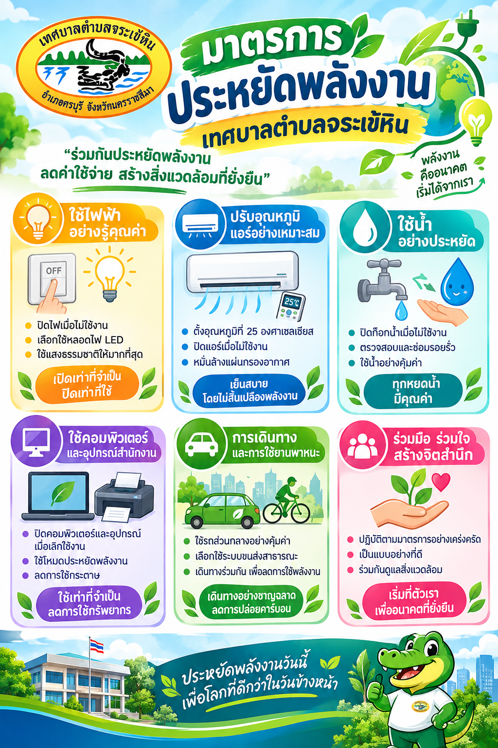 มาตรการประหยัดพลังงานเทศบาลตำบลจระเข้หิน ประจำปีงบประมาณ พ.ศ.2570