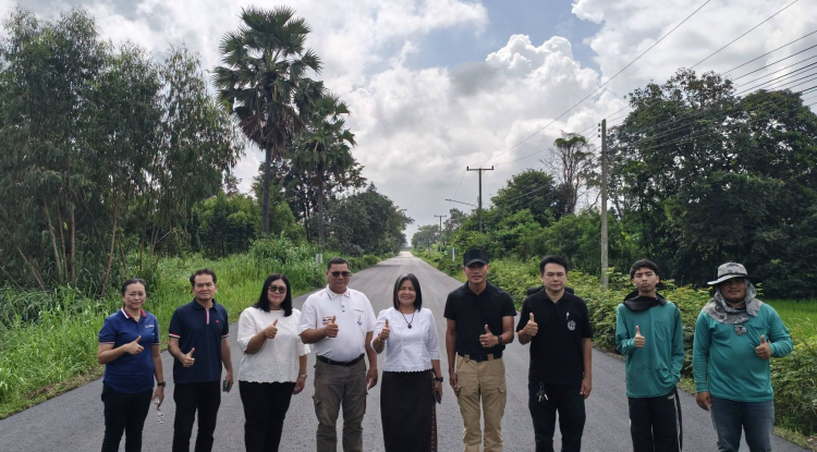 ลงพื้นที่ตรวจรับงานจ้าง การดำเนินการทำถนนราดยาง